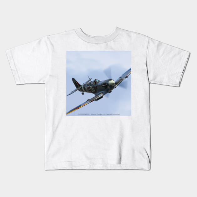 Supermarine Spitfire Mk.Vc close pass Kids T-Shirt by acefox1